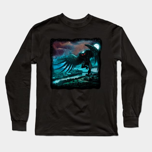 Mothman in flight Long Sleeve T-Shirt by CreepyAcres